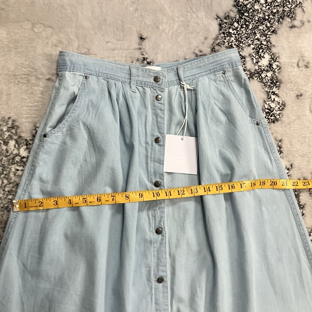 Pistola Light Wash Denim Maxi Skirt Button Front A Line Size Medium NWT - Picture 4 of 14